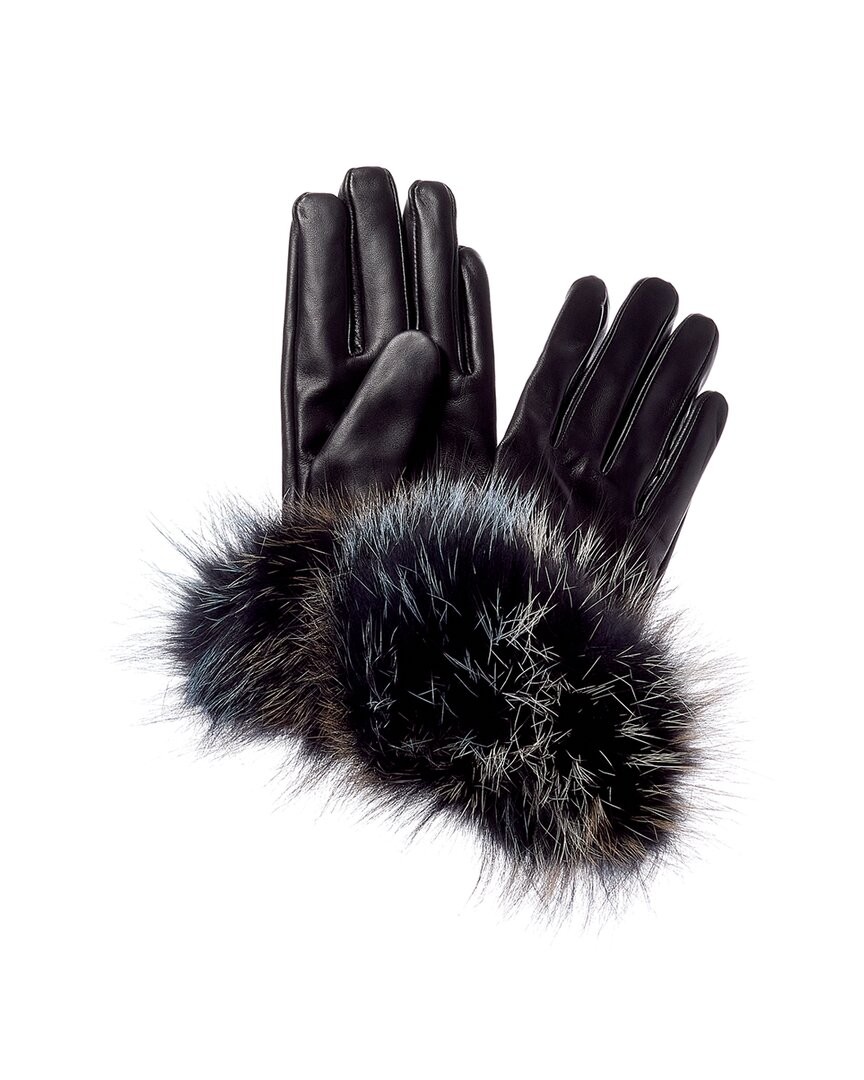 La Fiorentina Leather Gloves Womens Black 8690₽
