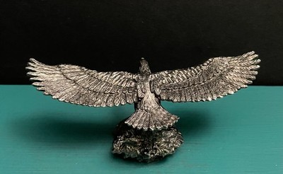 Nelda Pewter Patriotic Bald Eagle Hawk Falcon Bird Wildlife Diorama Art Figurine