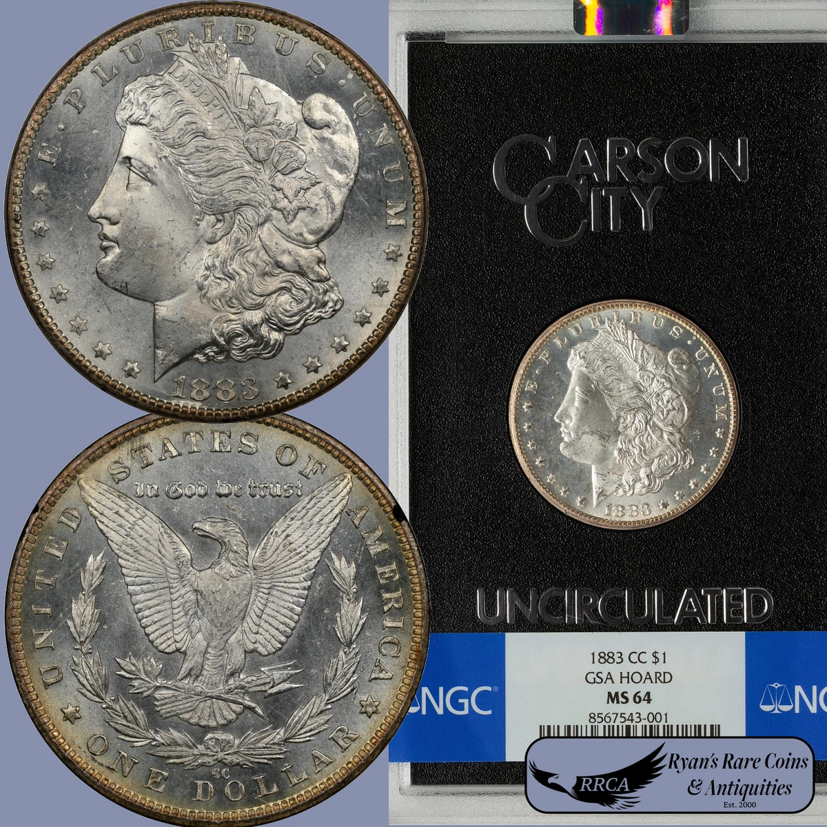 Uncirculated Carson City Silver 1883 Year Morgan US Dollars (1878