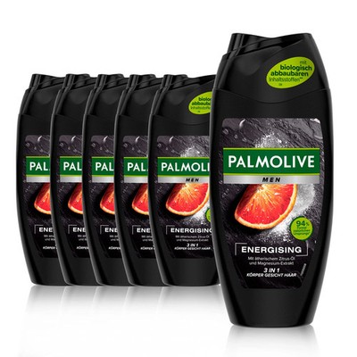 Palmolive Men Energising Duschgel 6 x 250 ml - 3-in-1 für Körper, Gesicht und Haare