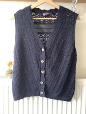 M&S Collection black  Pointelle Knit Vest Tank Top - Size S - Cotton Rich