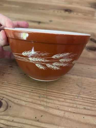 Vintage Pyrex Orange Autumn Harvest Wheat #401 Mixing Nesting Bowl Retro 750 Ml