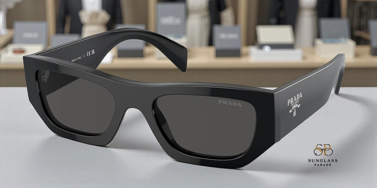 Pre-Owned Prada 211024 Unisex Sunglasses-Black PRADA Black Square Sunglasses for Men for sale | eBay main image 3