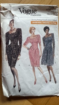 Original Vogue Patterns 7359 Vintage Schnittmuster 80er Jahre Damen Gr. 12-14-16