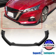 Fits 2019-2020 Altima 3PC Front Bumper Lip Spoiler Splitter Glossy Black