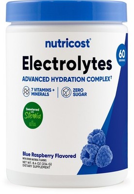 Nutricost Electrolyte Complex Hydration Powder (60 Servings, Blue Raspberry)