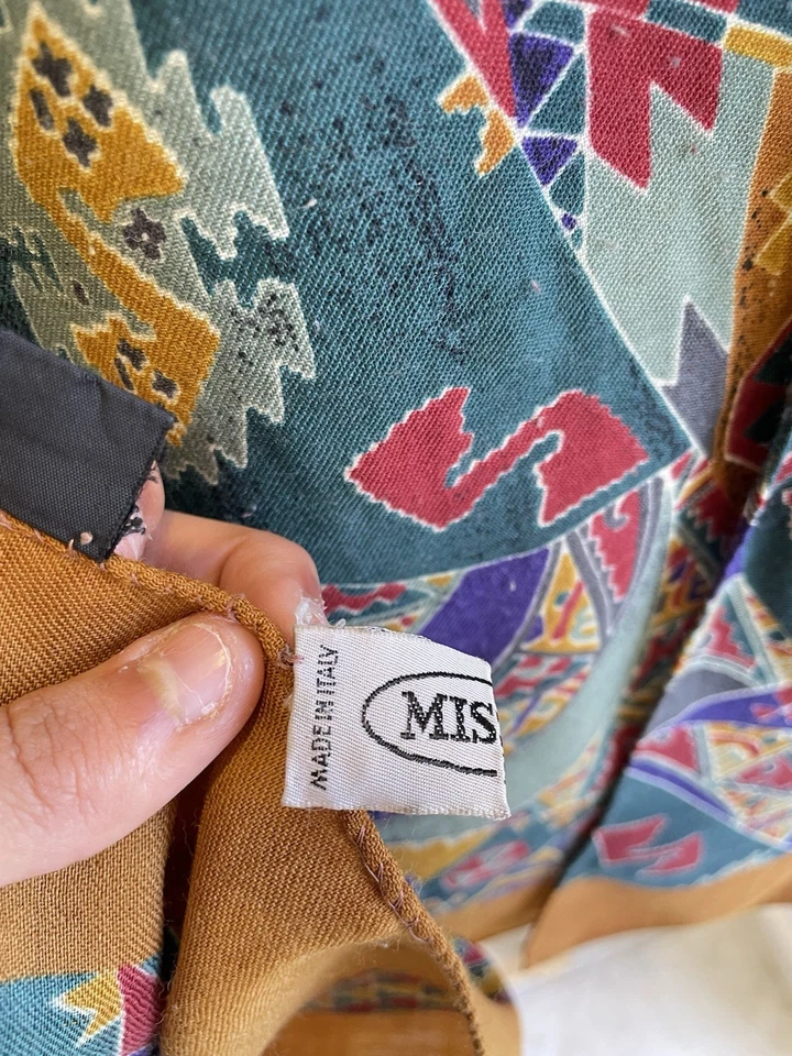 H6# Missoni Donna Abstracto Tribal Estampado Lana Bufanda Multicolor De Colección Italia Foto 3 de 4