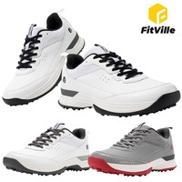 FitVille Mens Golf Shoes Extra Wide Fit Spiked Golf Trainers Non Slip Outdoor