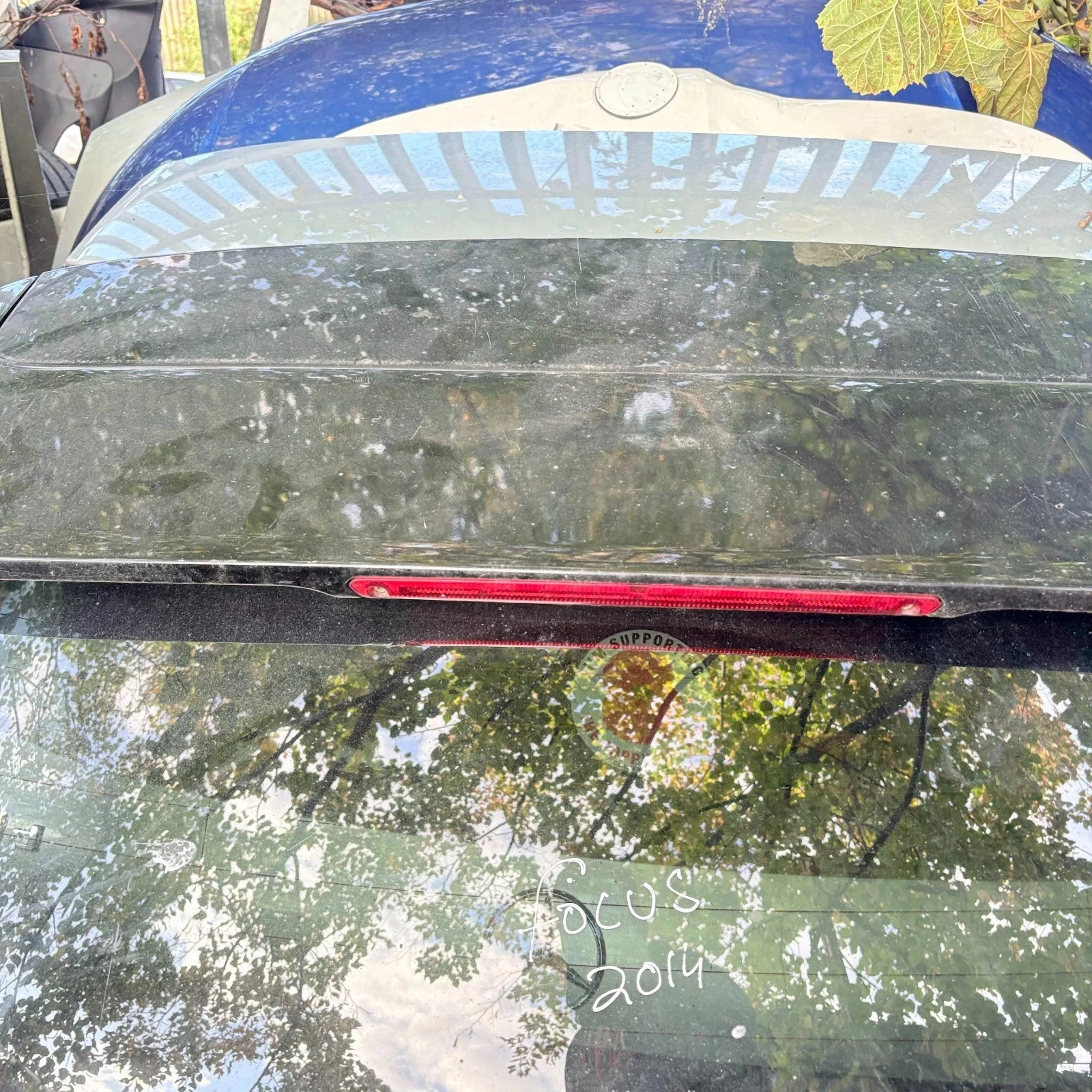 Actual Ford Focus tailgate spoiler and high-level brake light area
