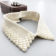 Elegant Vintage Pearl Collar for Women High-Quality Polyester Sewing Woven