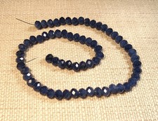 Lovely Strand of 8mm x 6mm Sapphire Blue Crystal Rondelle Beads Lot# K11