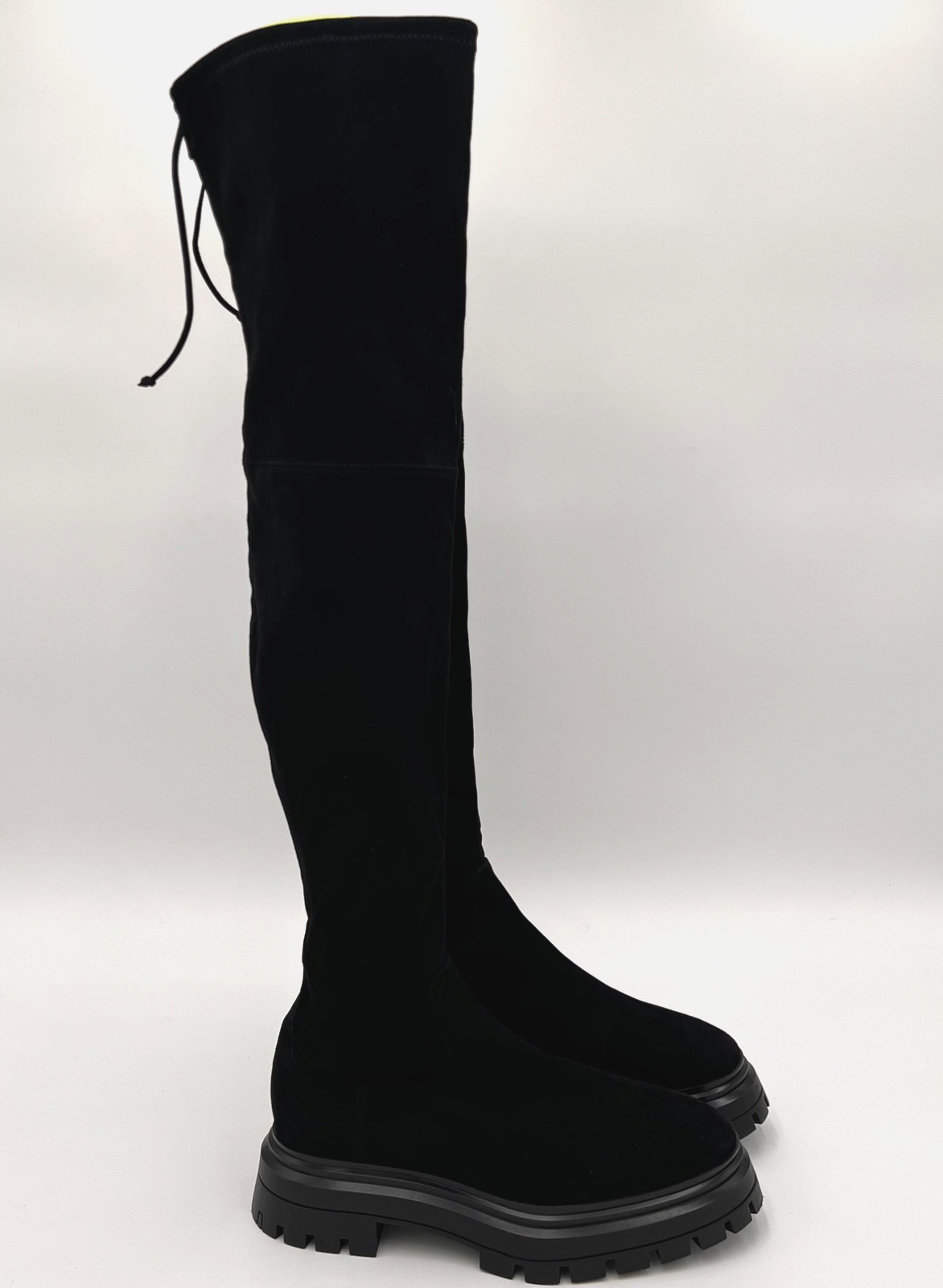 SAOLA Stivali Stuart Weitzman Bedforland donna 11 neri sopra il ginocchio scamosciati suola a strappo