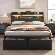 Full Size Bed Frame with Wood Headboard, Metal Platform Bed Frame Full Size with