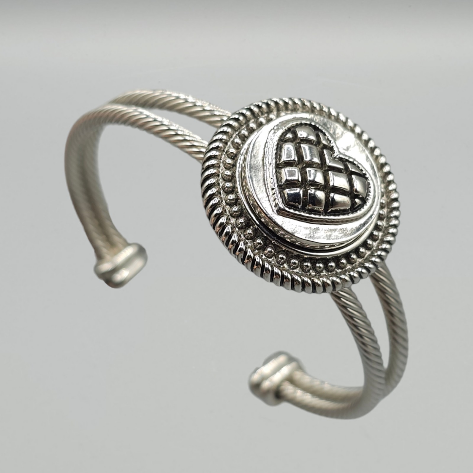 Ginger Snaps Cable Bangle Bracelet Silver Tone & … - image 8