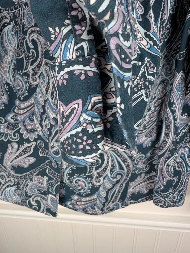 Blusa Talbots Feminina Tamanho 22W Botão para Cima Top Paisley Manga Longa Escritório  - Imagem 4 de 4