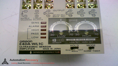 OMRON E4DA-WL1C ULTRASONIC SENSOR AMPLIFIER 12-24VDC, NEW #148698