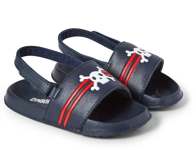 Sandalias Gymboree para niños pequeños talla 10 azul marino calavera huesos cruzados nuevas con etiquetas tema pirata natación Foto 2 de 4