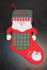 Merry Christmas Santa Stocking Advent Calendar Count Down Holiday Felted