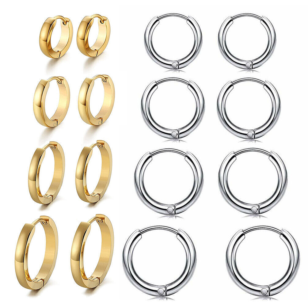 16Pcs Hoop Earrings for Women Men Stainless Steel Small Huggie Cartilage Ear Set