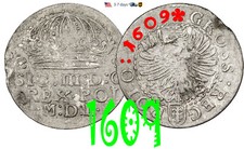 Poland Medieval Sigismund III, Grosze Groschen 1609 Silver Coin #31078