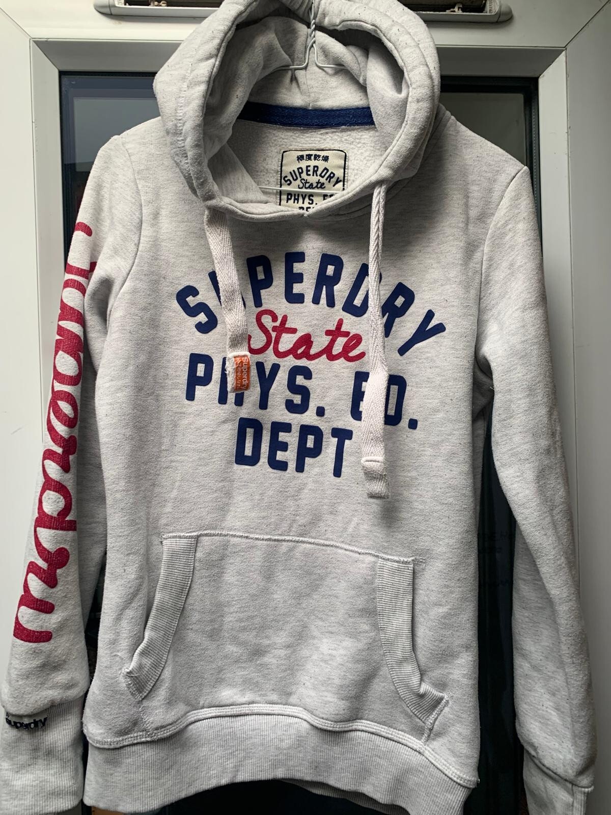 Superdy Hoodie Womens Light Grey Marl Cotton Thick Warm Size S 36'' Chest RRP£59 image 2