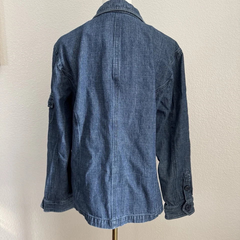 Denim Coat L Women’s Jean Jacket Button Up Cotton Y2K Western Blue Vintage - Image 3 of 4