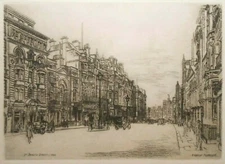 HANSLIP FLETCHER (UK 1874-1955) SIGNED ST. JAMES ST. LONDON 1931 ETCHING FRAMED