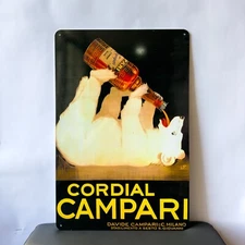 Vintage Cordial Campari  POLAR BEAR Heavy Metal Sign  – 60x40 cm