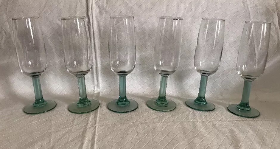 Set of 6 Pale Green Short Stem Wine Glasses 6 ounce 7.5 T Tapered Towards  Top | eBay