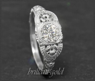 Diamant Ring mit 0,50ct Solitär Brillant, aus 585 Gold, Antik Jugendstil Design - Bild 1 von 4