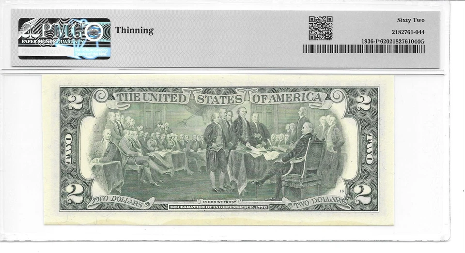 1995* MINNEAPOLIS $2 FRN MILLENNIUM STAR PMG 62 UNCIRCULATED "THINNING" - Image 4 of 4