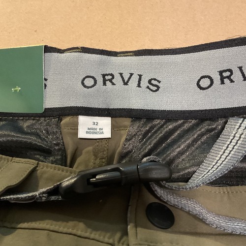 ORVIS Men's Cargo Belted Shorts Zip Pocket OLIVE GREEN 32 Stretch Outdoor NEW - Picture 7 of 13