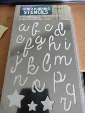 2X WOOD BURNING STENCILS ALPHABET/NUMBERS 15X10 CM NEW B 