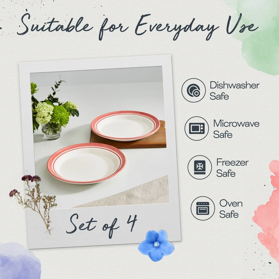 Plato de cena Portmeirion Potter's Stripe, juego de 4 - rojo, negro, azul Foto 4 de 4