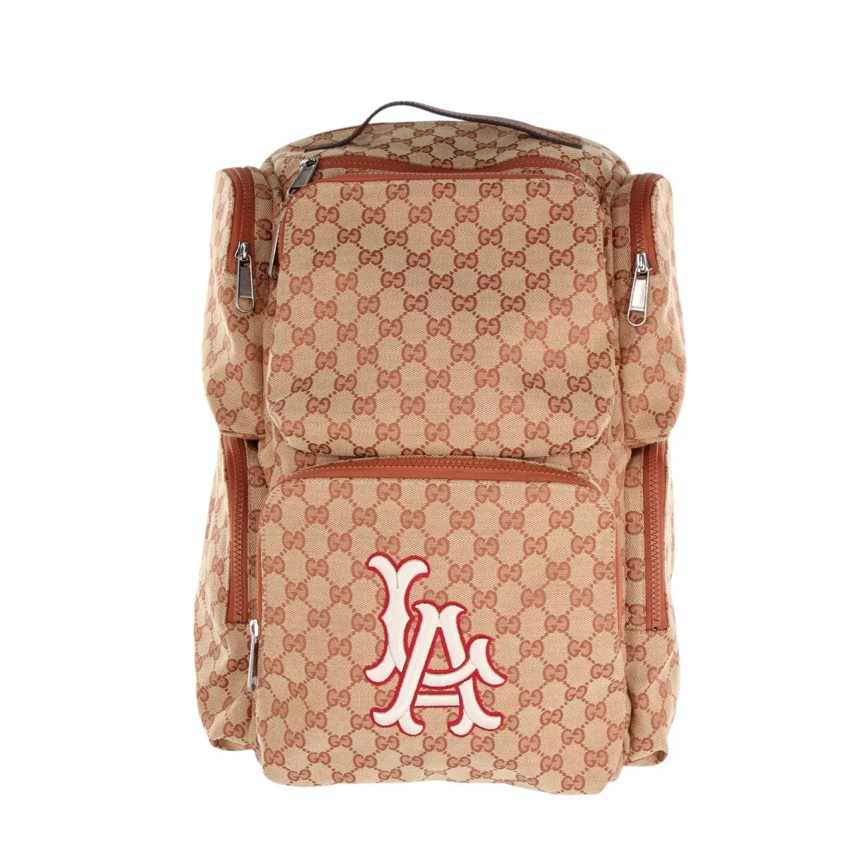 Grand sac à dos GUCCI Supreme LA Dodgers beige/rouge brique (FPP008421)