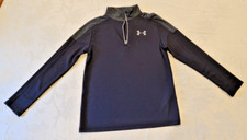 Under Armour 1/4 Zip Long Sleeve Pullover Loose Heat Gear Black Gray Youth Large