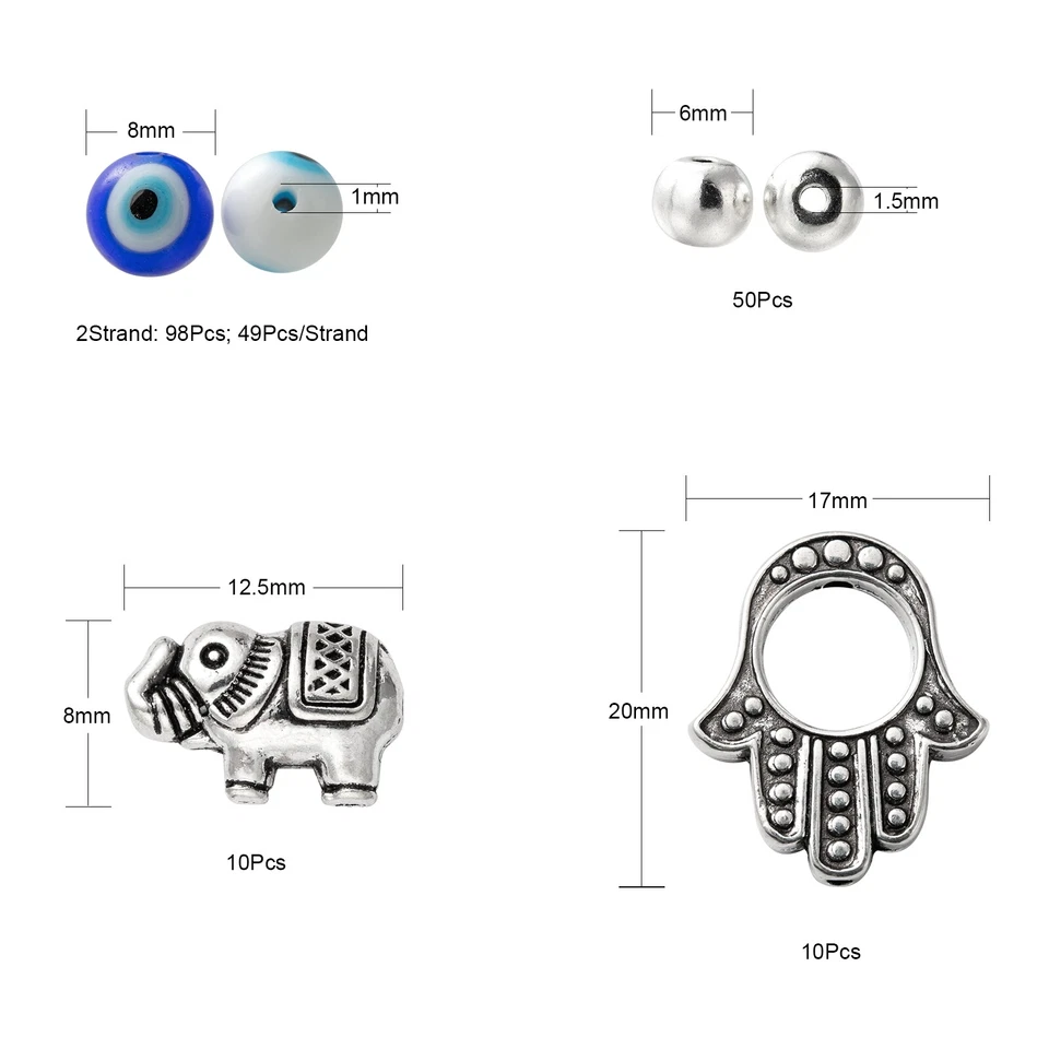 1 caja de cuentas de murano de mal de ojo hechas a mano de aleación tibetana para kits de búsqueda de joyas hágalo usted mismo Foto 3 de 4