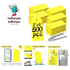 500 Pieces Plastic Shipping Tags with Wire Waterproof Hang Tags Heavy Duty La...