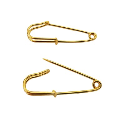50 pcs Gold Brass Plated Kilt Pins 32mm 1-1/4'' Brooch Badge Safety Pin Backs 