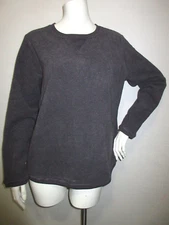 D&Co. M Pullover Top Fleece Thin Horizontal Gray Stripes Active Wear