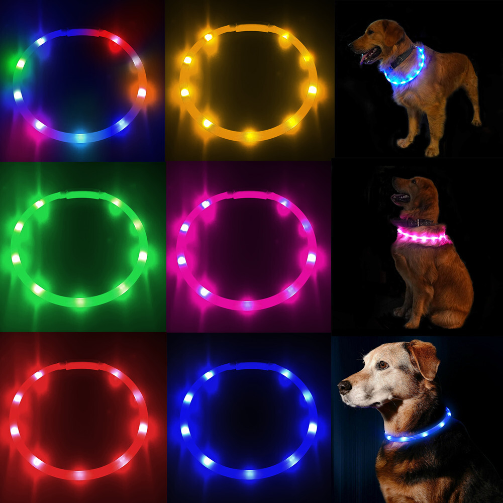 USB Rechargeable LED Pet Dog Collar Flashing Luminous Safety Night