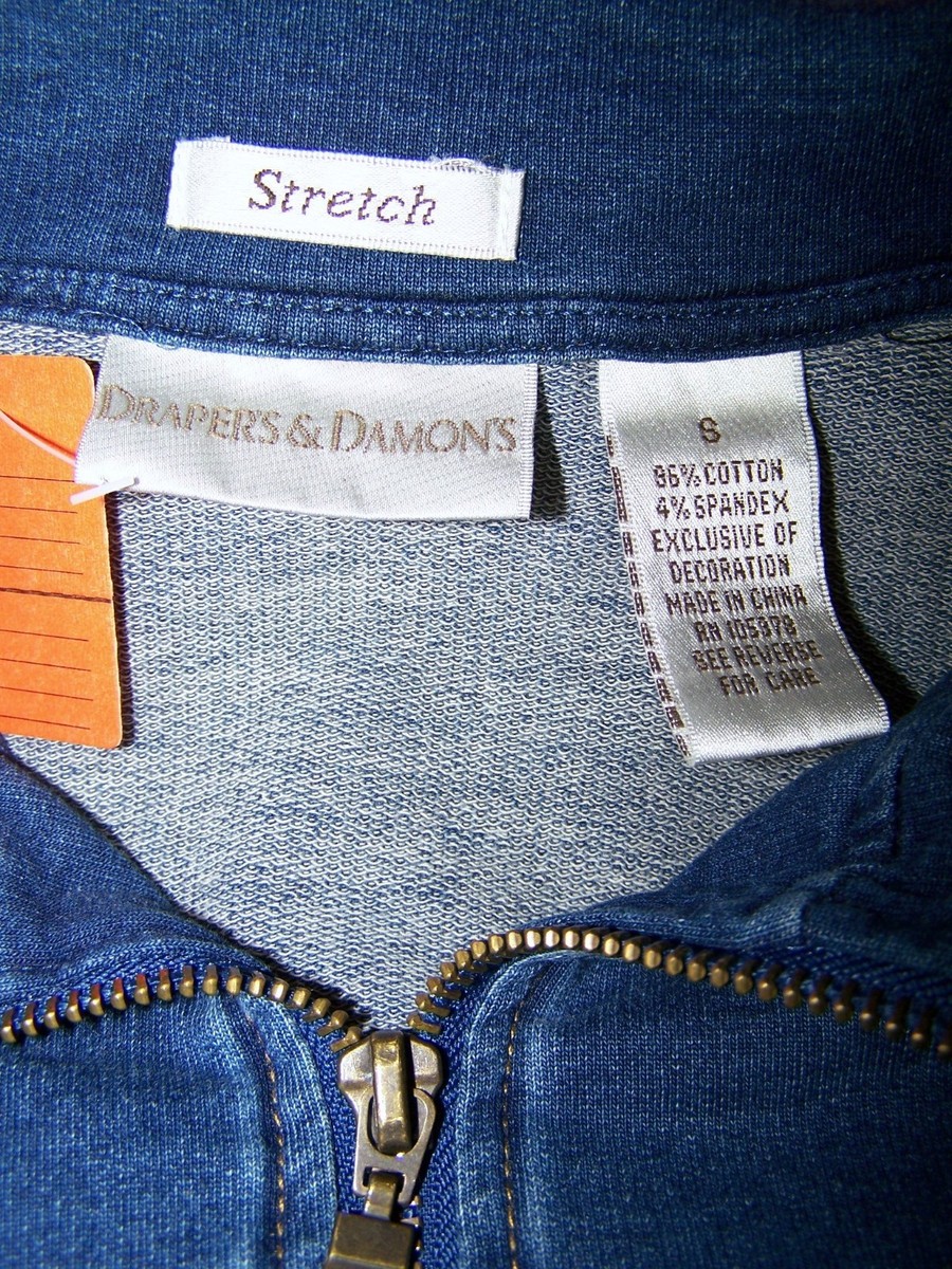 Drapers & Damons Jacket Womens Small 4 6 Blue Denim Zipper Front