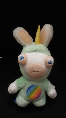 Peluche Lapin Multicolore Arc-en-ciel Vintage Ajena - Doudou Pour Enfant - Bon état