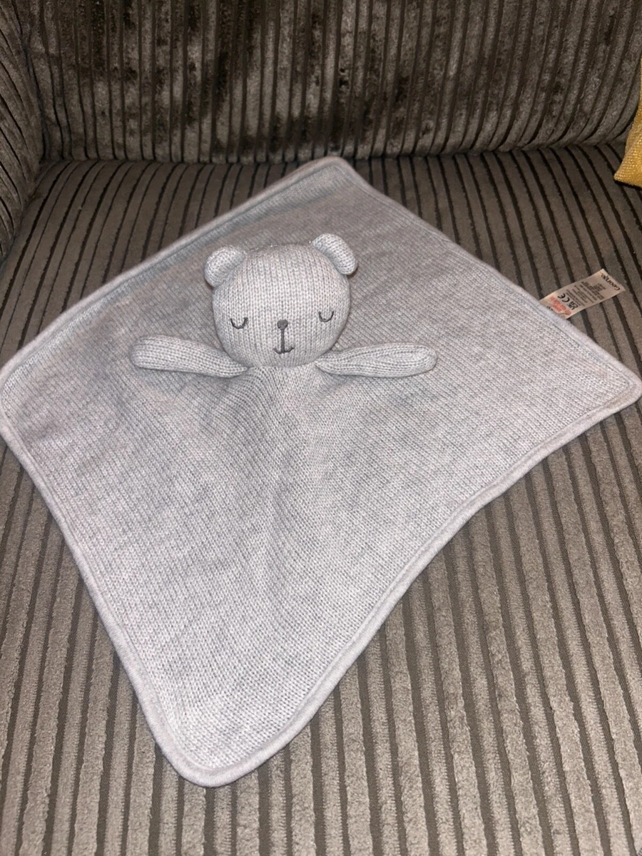 George Asda Grey Knitted Baby Comfort Blanket Comforter Doudou Bear Discontinued