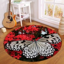 3D Red Petal Butterfly O1528 Animal Non Slip Rug Mat Elegant Photo Carpet Fay