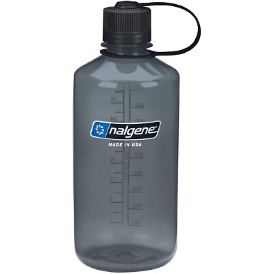 Nalgene Sustain 32oz Narrow Mouth Bottle (Gray w/ Black Cap) Recycled Reusable