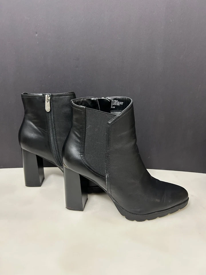 Botas al tobillo Adrienne Vittadini talla 8,5 Noelle de cuero negro para mujer Foto 3 de 4