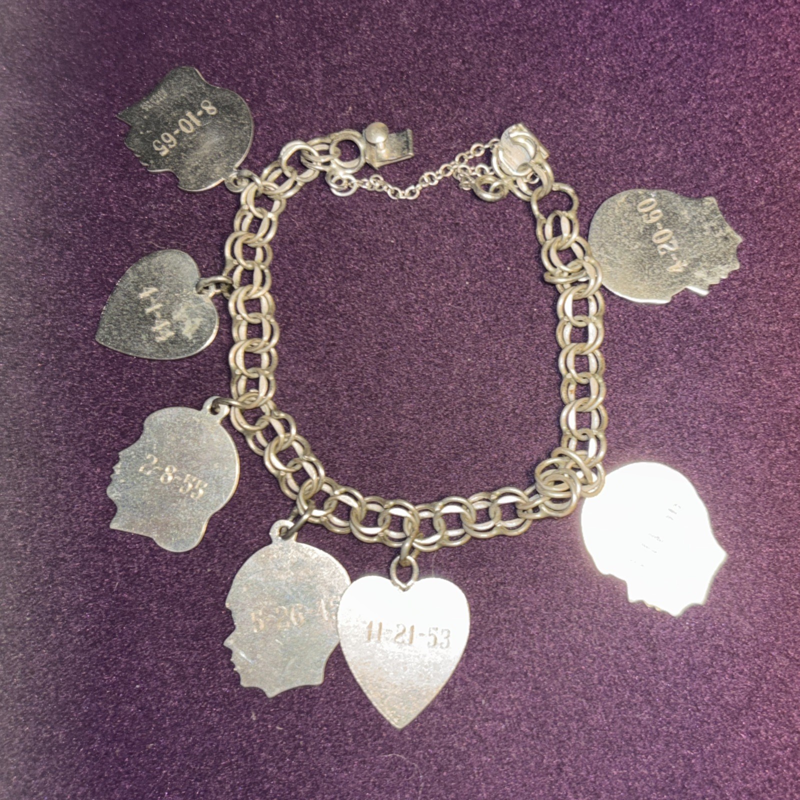 Solid Sterling Silver 925 Hearts Faces Charm Intr… - image 2