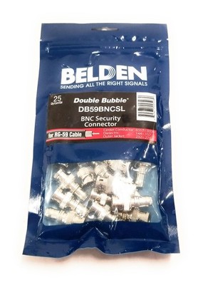 Lot of 25 NEW Belden DB59BNCSL Double Bubble BNC Security Connector for RG-59