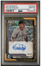 2024 BOWMAN CHROME PROSPECT AUTO KELVIN HIDALGO GOLD SHIMMER /50 PSA 10